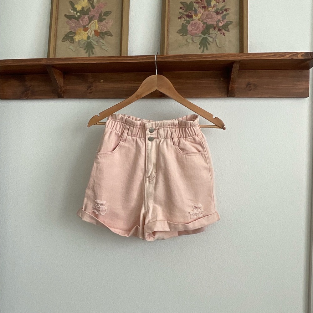 Pink paper bag shorts